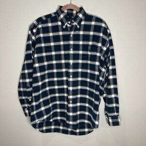 VTG Polo Ralph Lauren Plaid Polo SIze Medium Big Shirt One Pocket Green